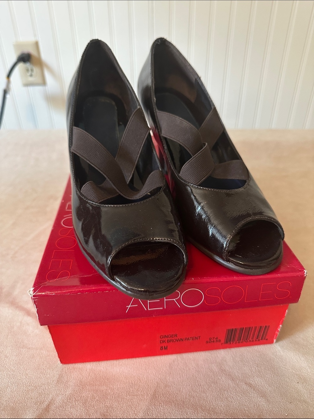 Dark Brown Patent Peep-Toe